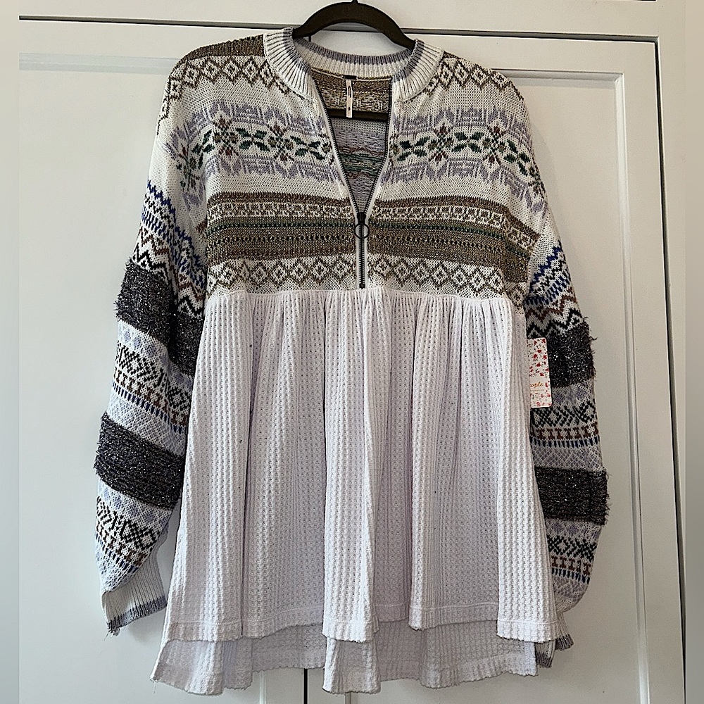 Free People Quarter Zip Blouse